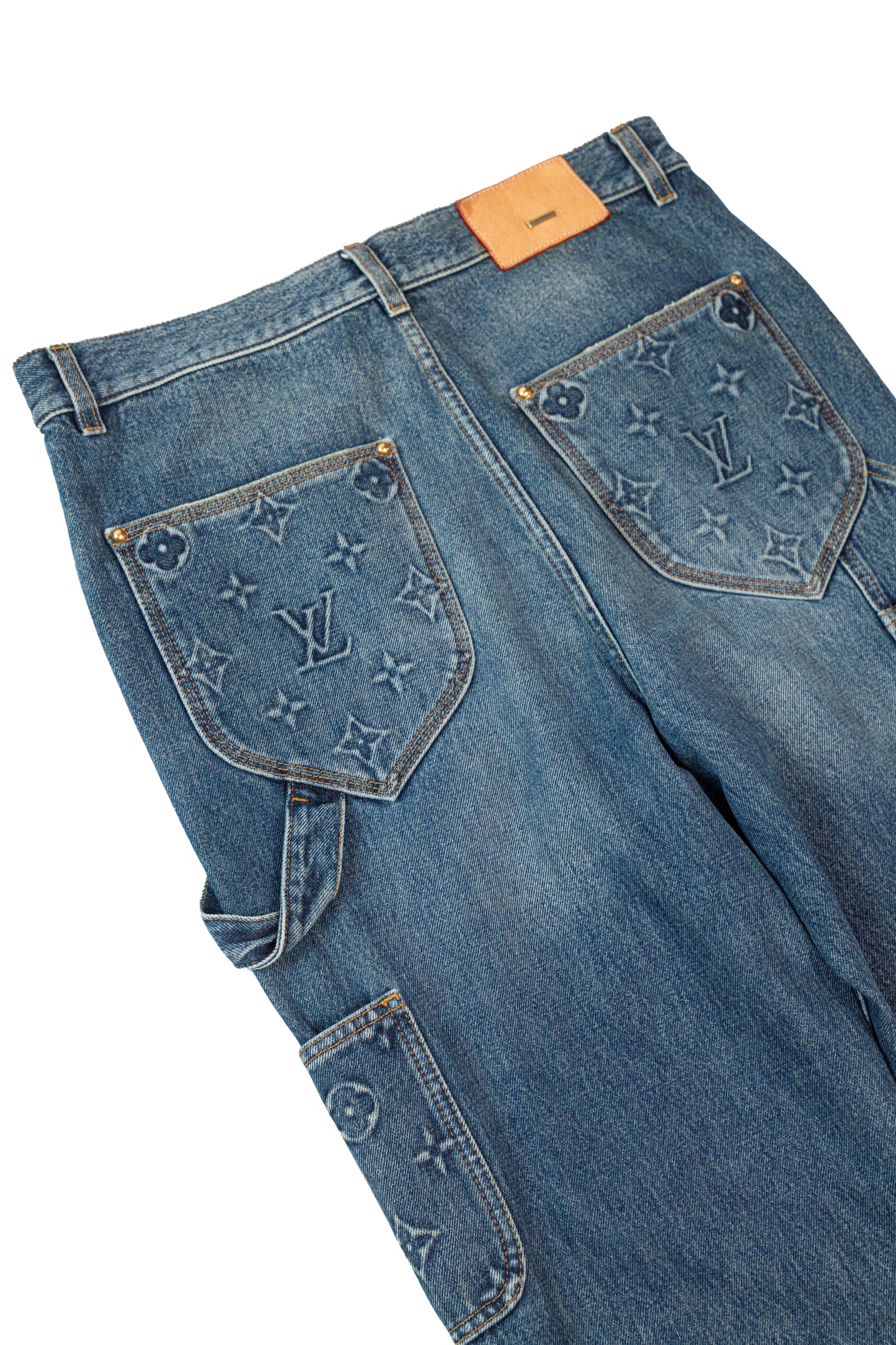 Blue Monogram Double Knee Jeans