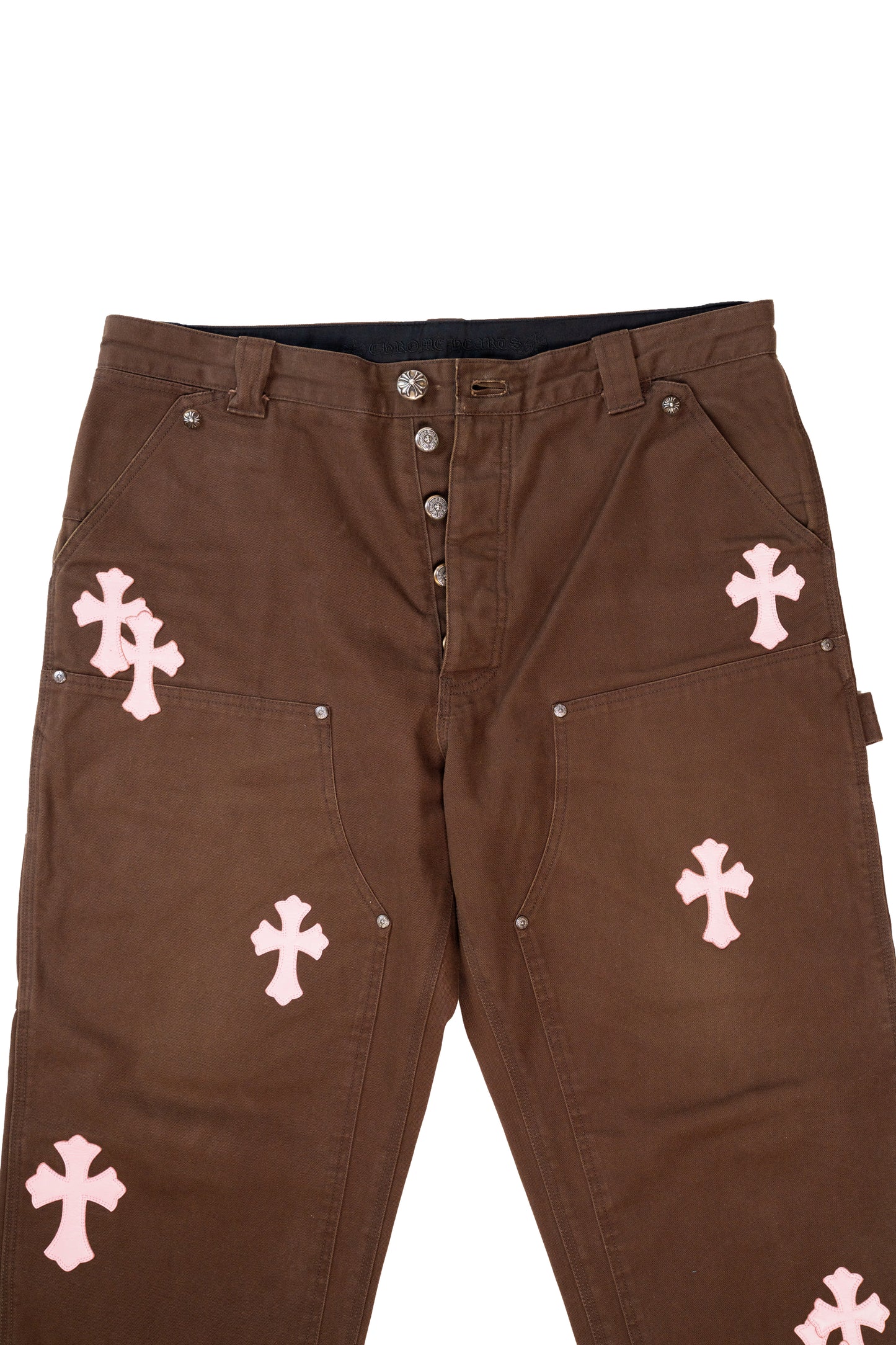 Pink Cross Patch Brown Double Knee Carpenter Pants