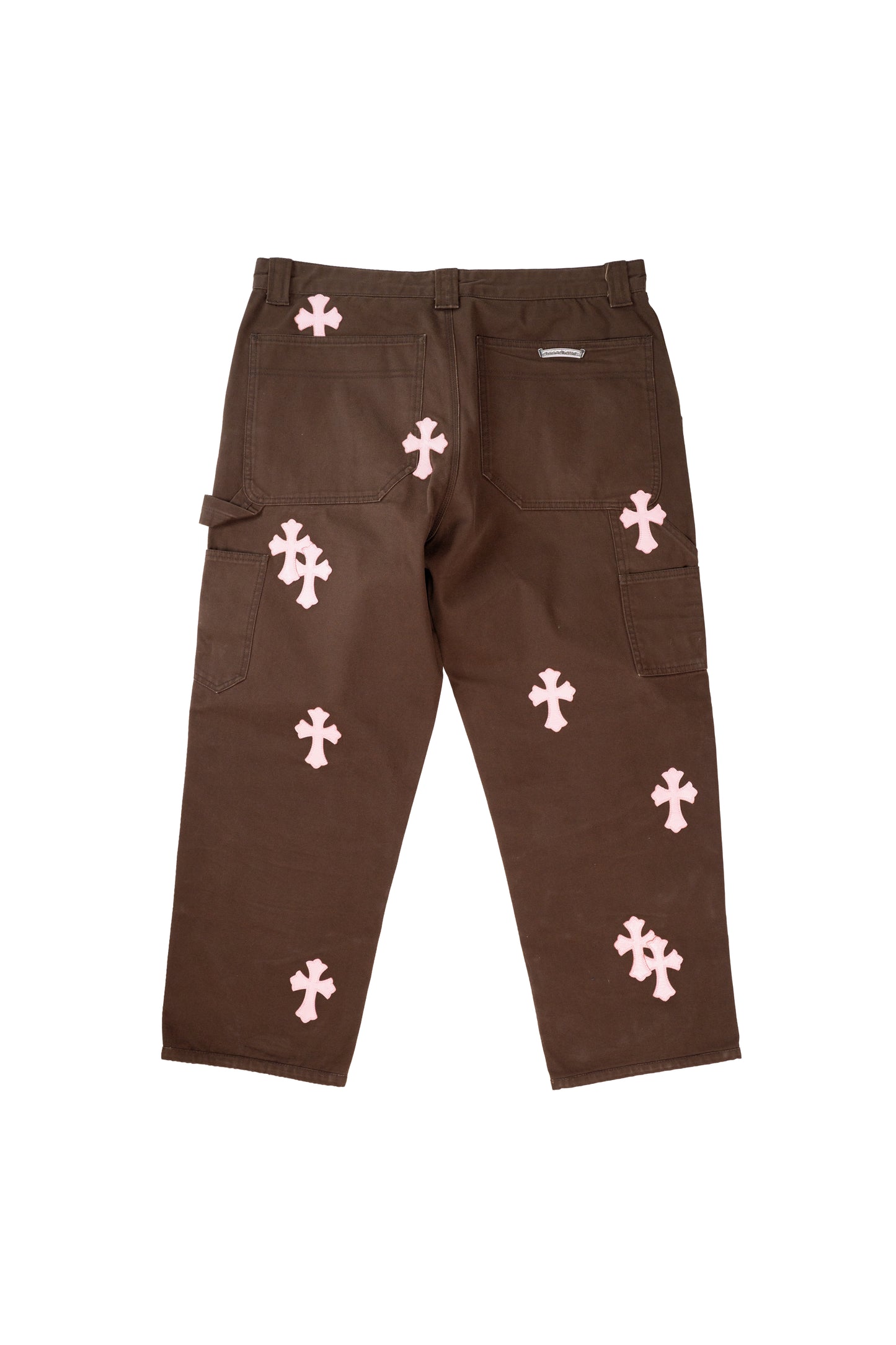 Pink Cross Patch Brown Double Knee Carpenter Pants
