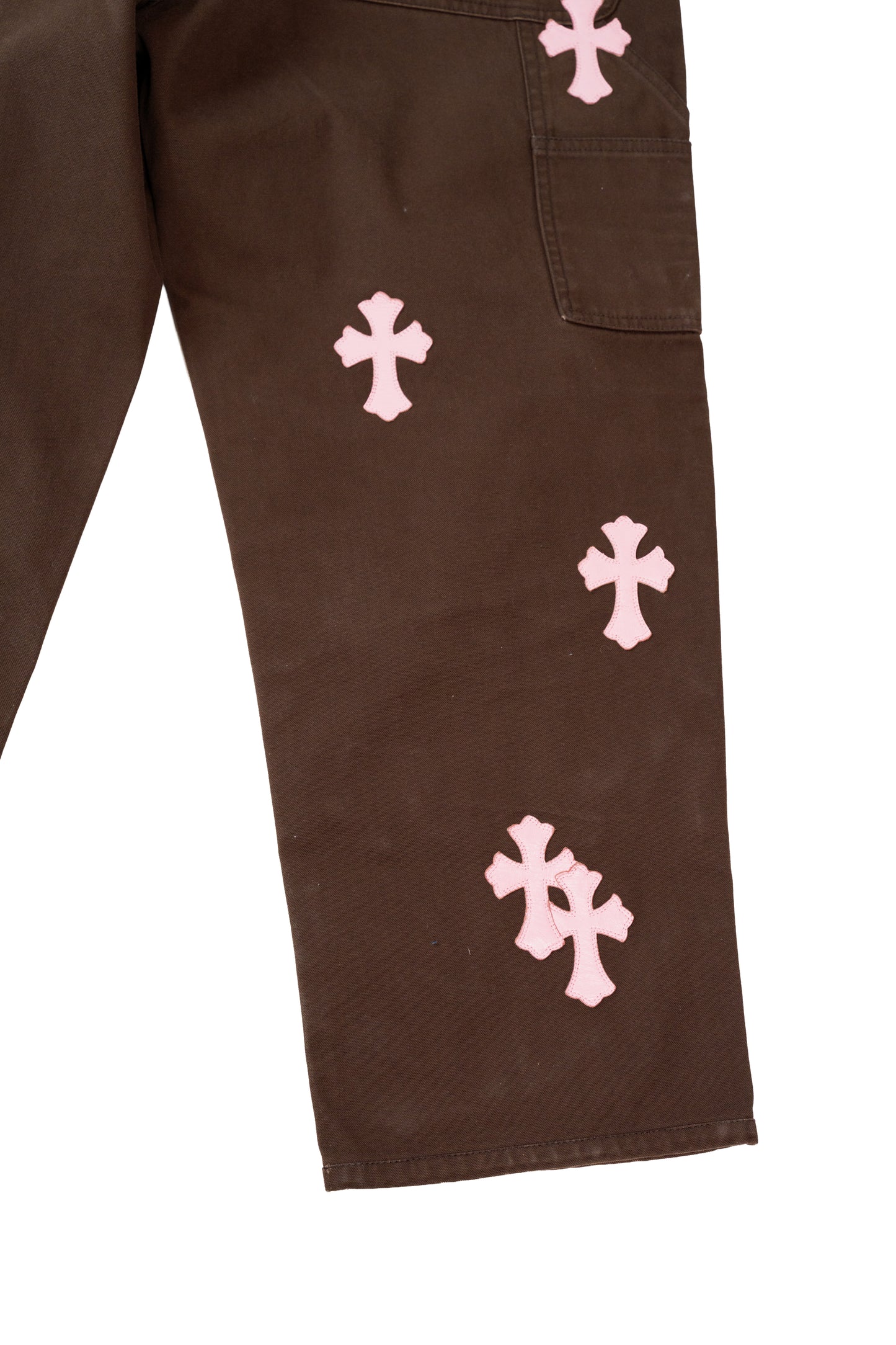 Pink Cross Patch Brown Double Knee Carpenter Pants