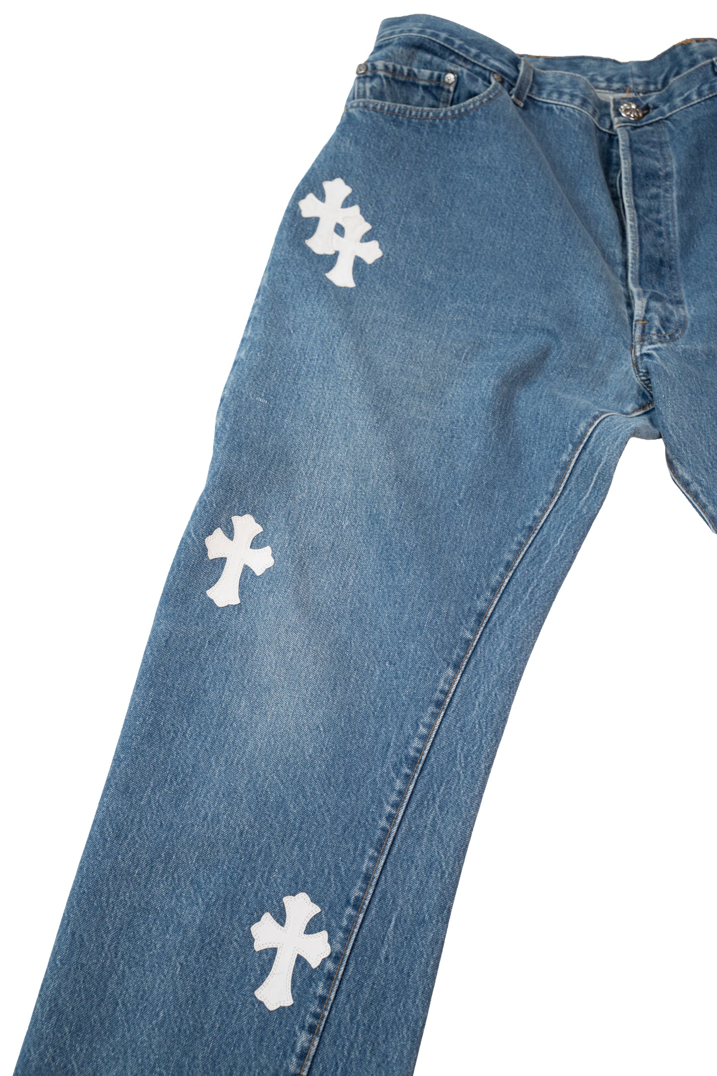 White Cross Patch 501 Levi's Jeans