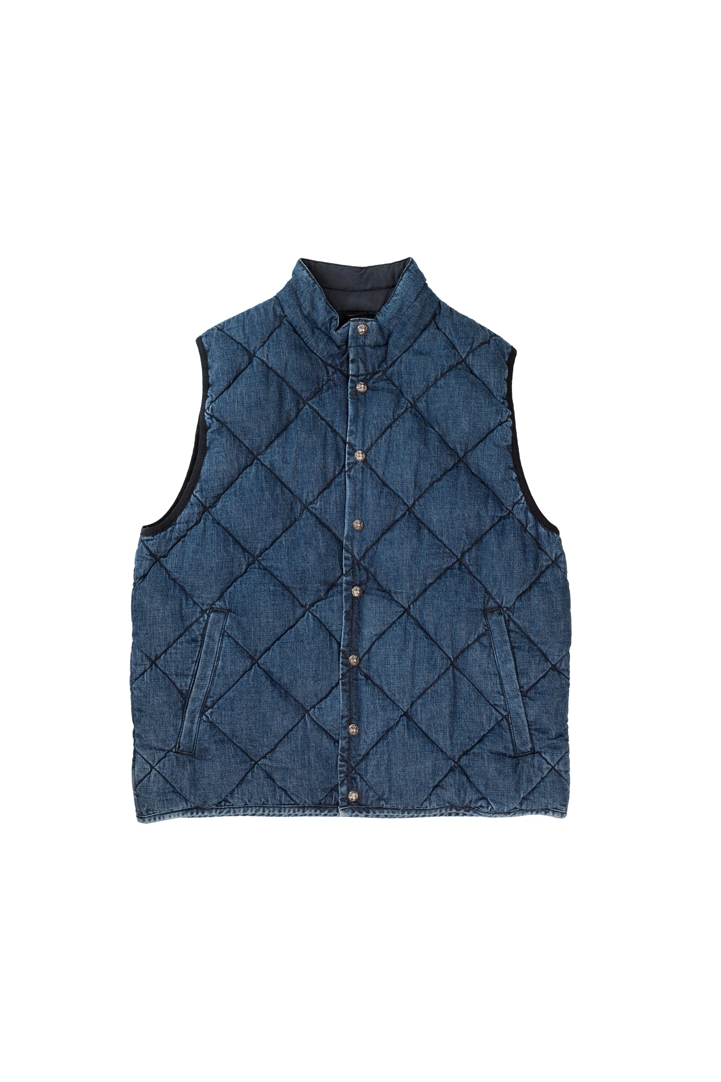 Blue Quilted Denim Vest