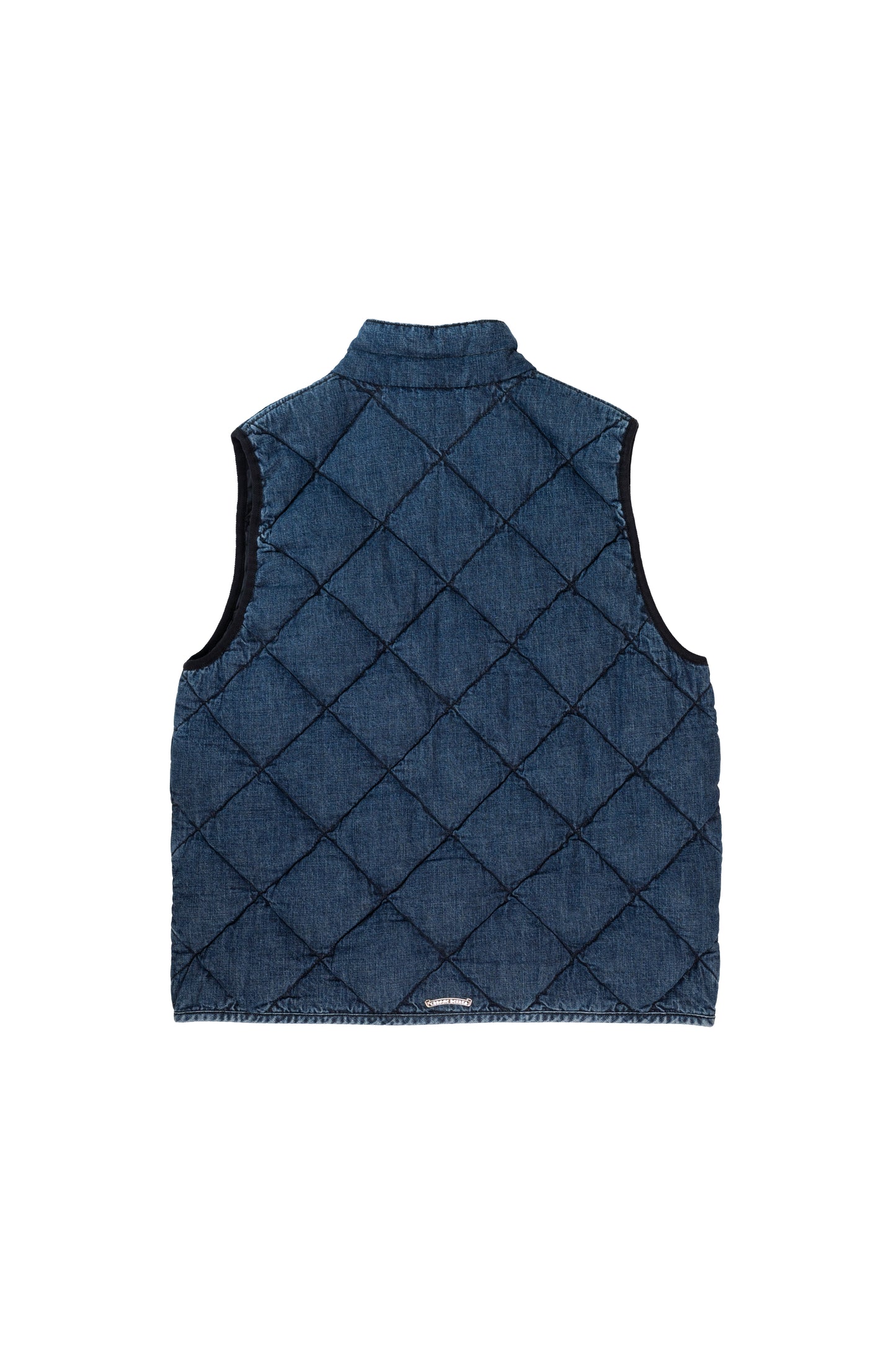 Blue Quilted Denim Vest