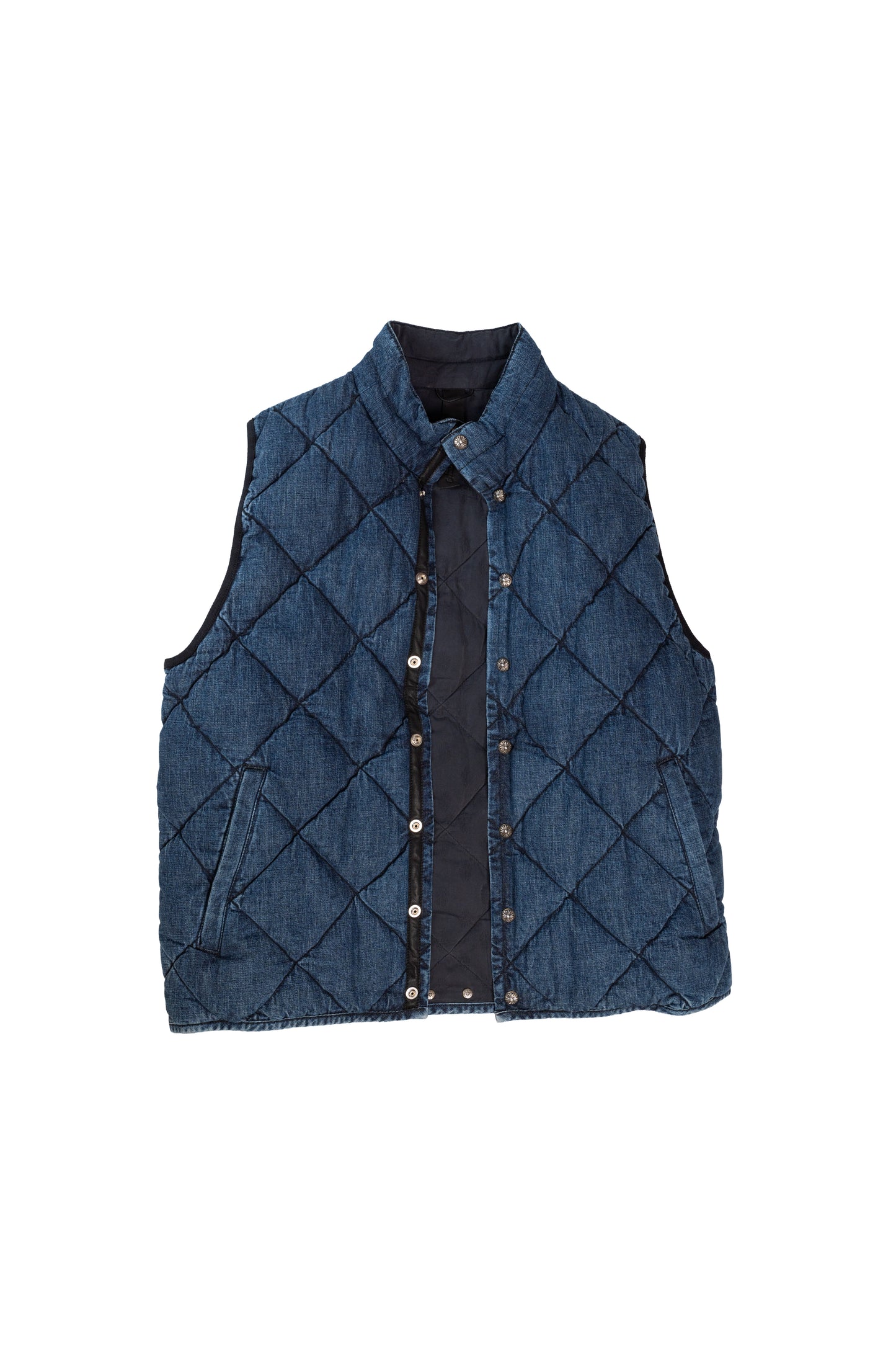 Blue Quilted Denim Vest