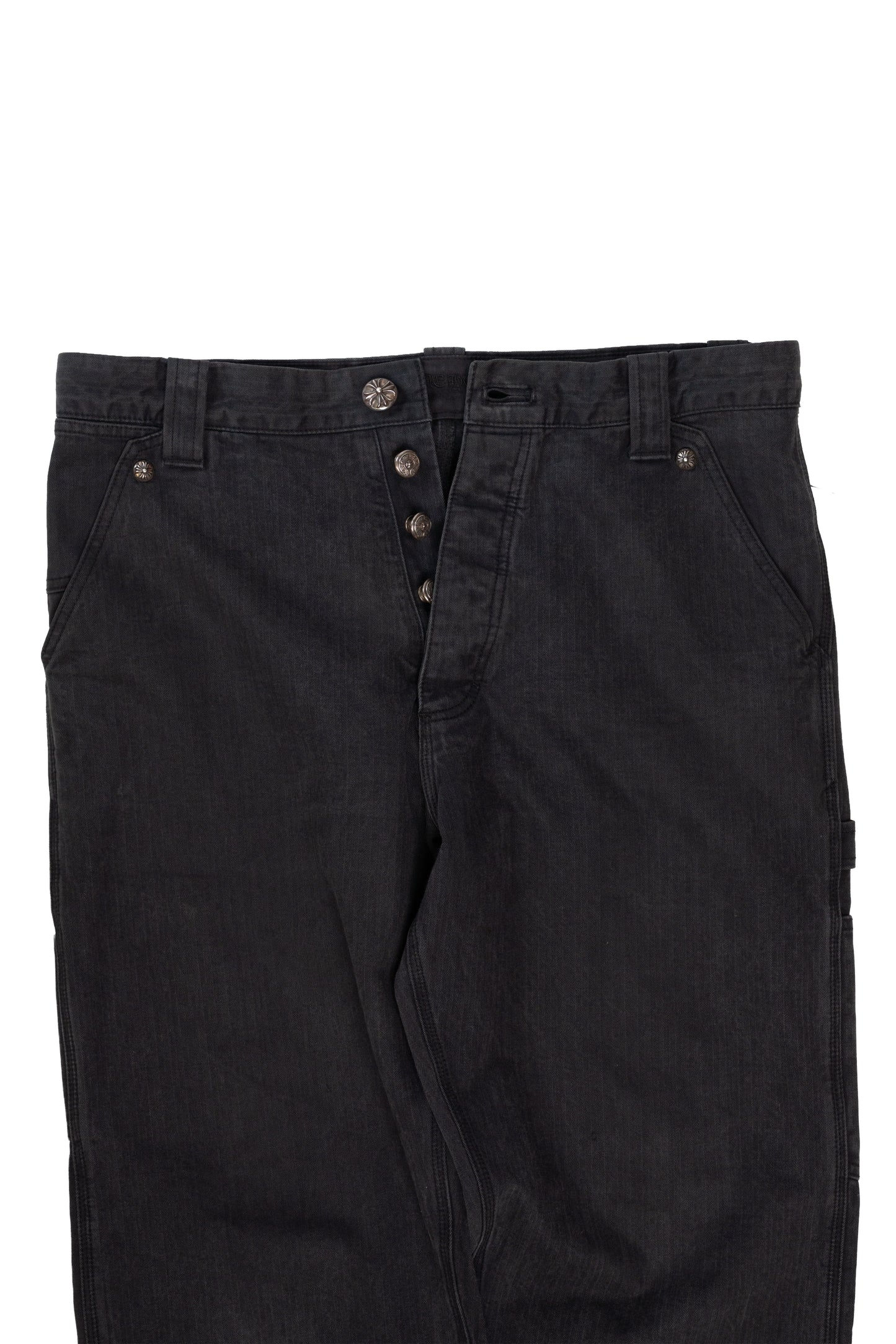 Black Herringbone Carpenter Pants