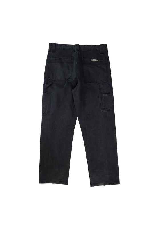 Black Herringbone Carpenter Pants