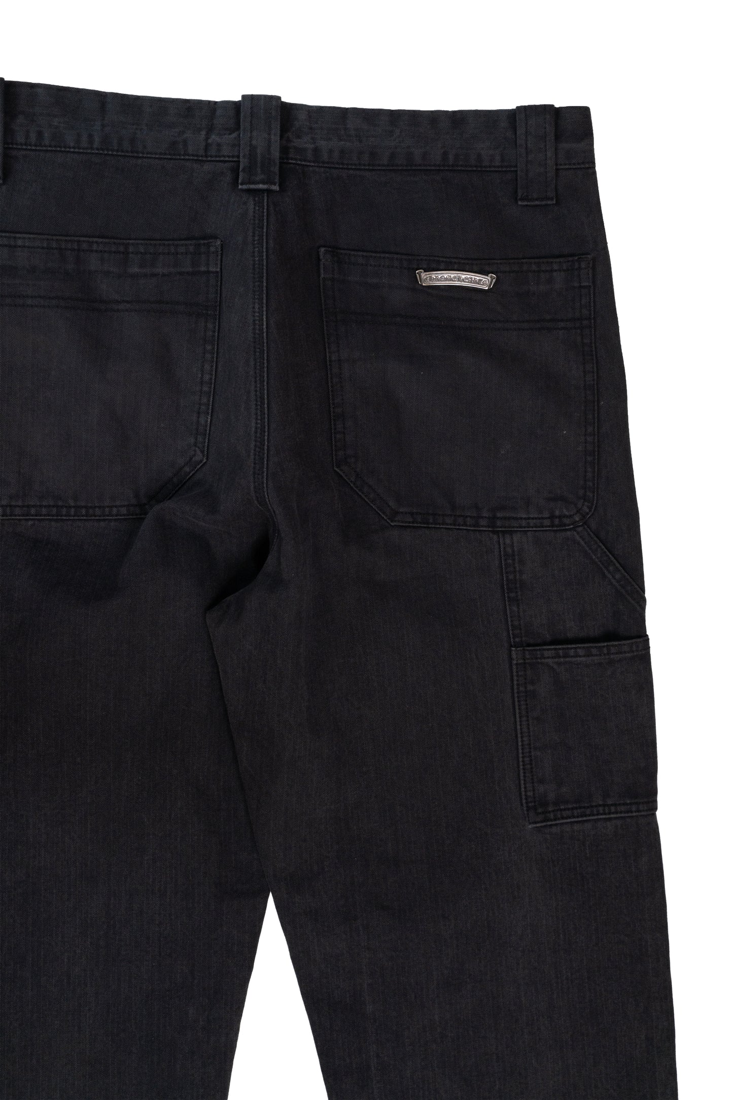 Black Herringbone Carpenter Pants