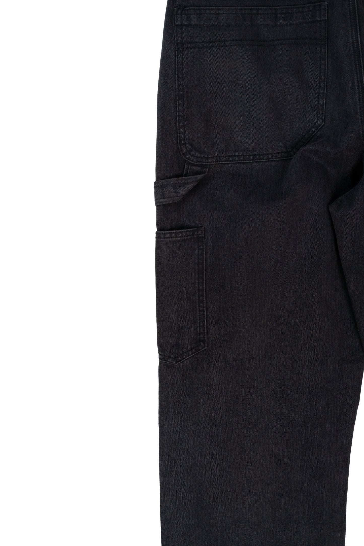 Black Herringbone Carpenter Pants