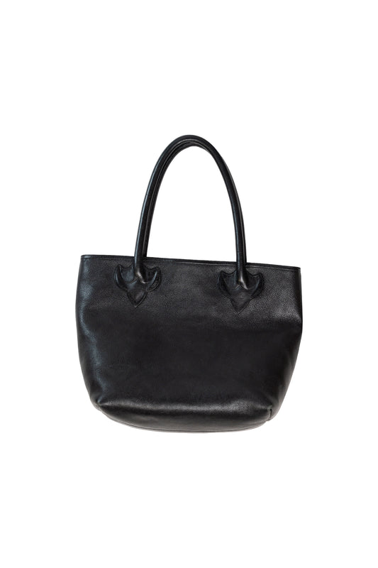 Black Cross Patch Leather Tote Bag