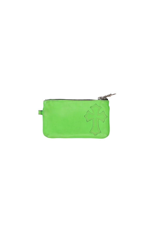 Green Leather Cross Patch Wallet