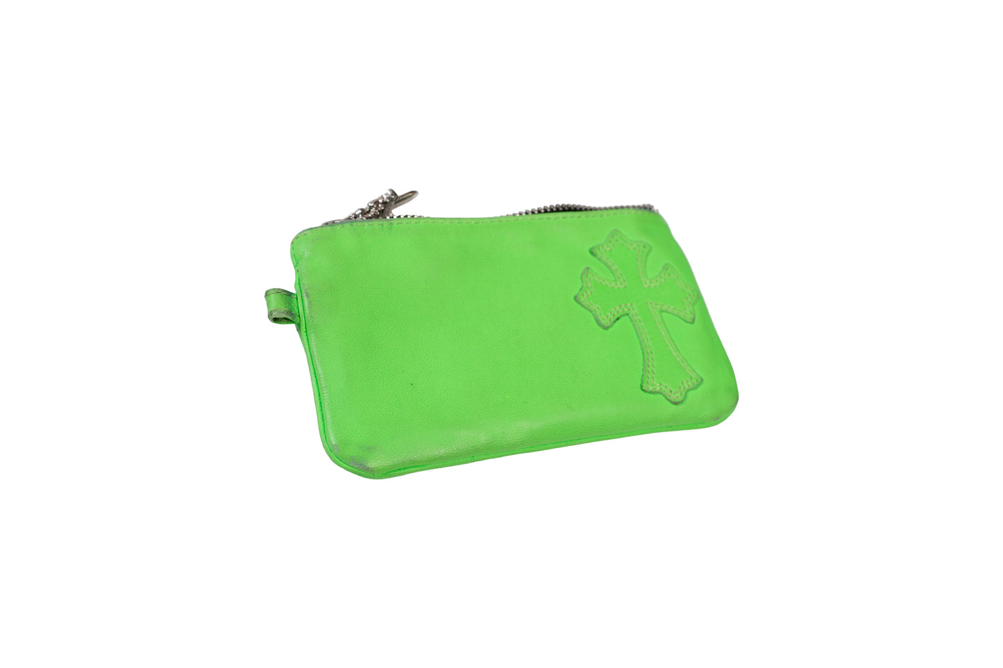 Green Leather Cross Patch Wallet