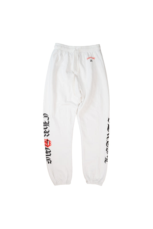 White Rolling Stones Logo Sweatpants