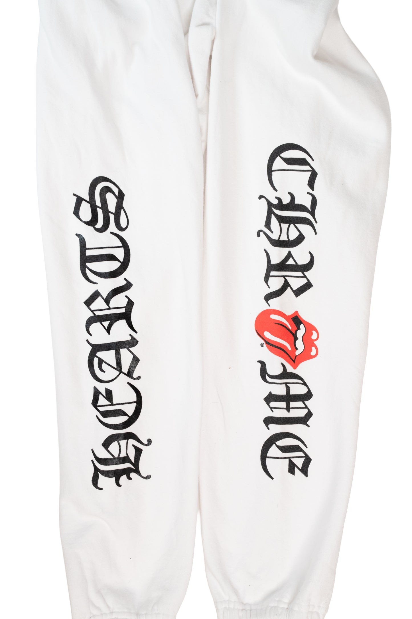 White Rolling Stones Logo Sweatpants