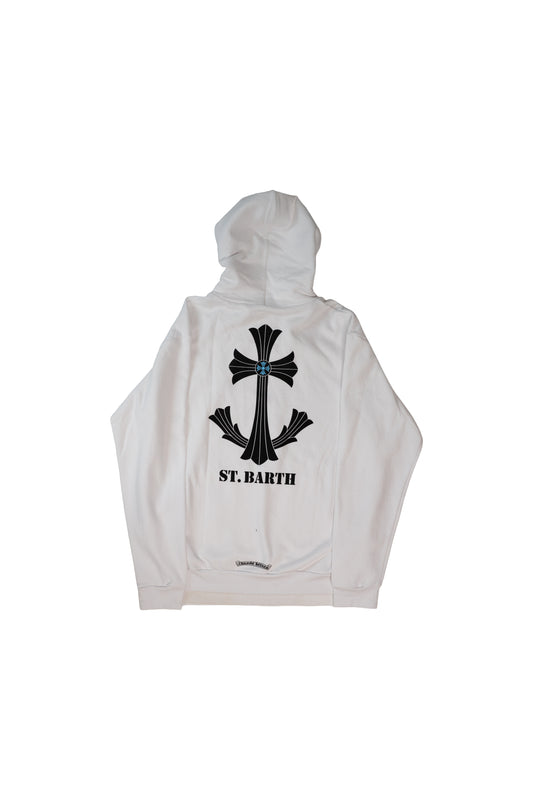 St Barth Exclusive White Anchor Cross Hoodie