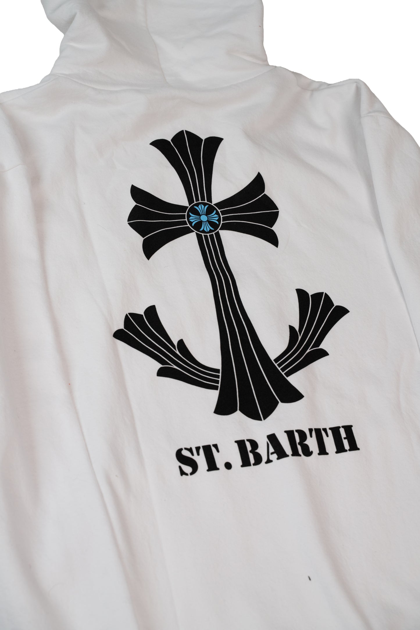 St Barth Exclusive White Anchor Cross Hoodie