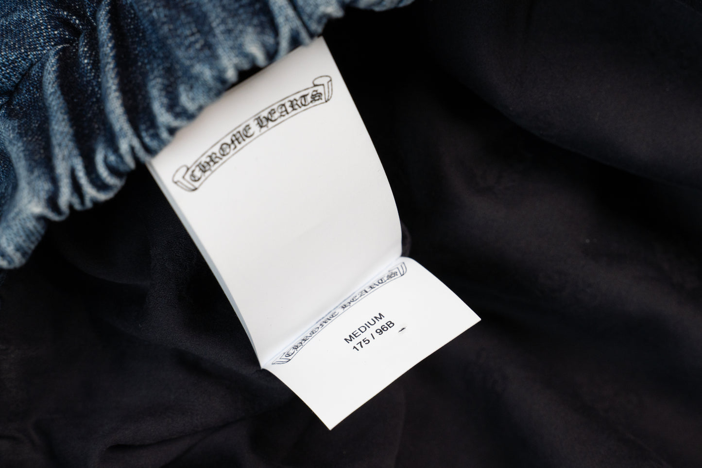 Leather Cemetery Triple Cross Denim Quarter-Zip Jacket