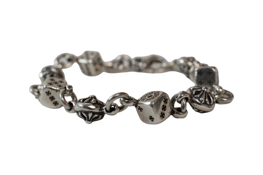 Sterling Silver Dice Cross Ball Bracelet