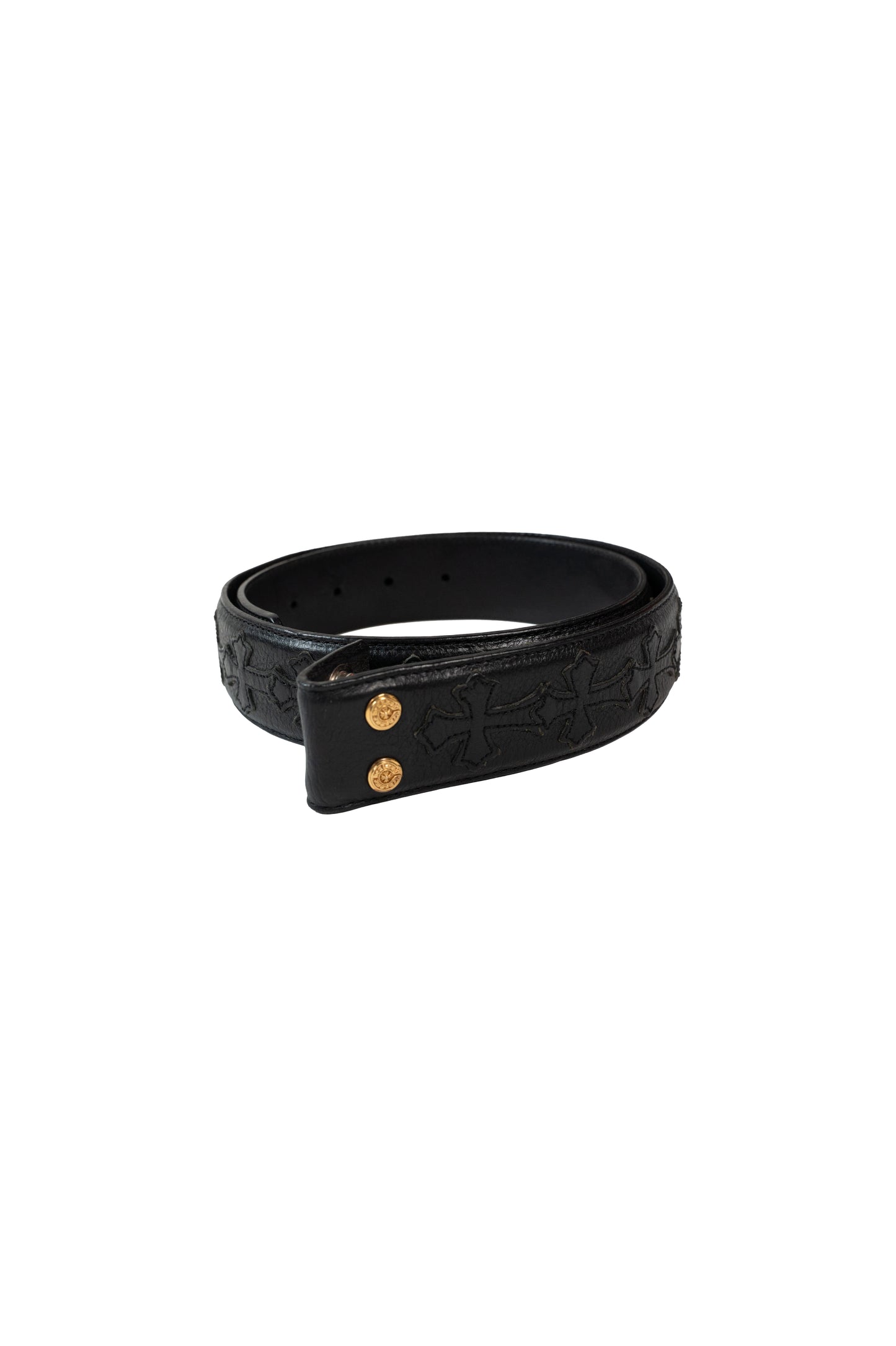 Black Cemetery Cross Patch Leather Strap Bronze Hardware
